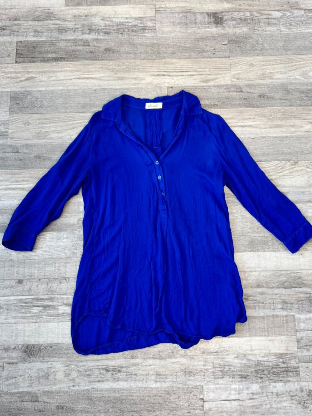 Bella Dahl royal blue long sleeve lightweight tunic size small G7